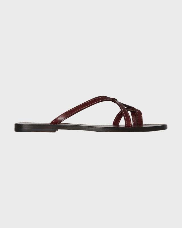Link Leather Toe-Loop Slide Sandals